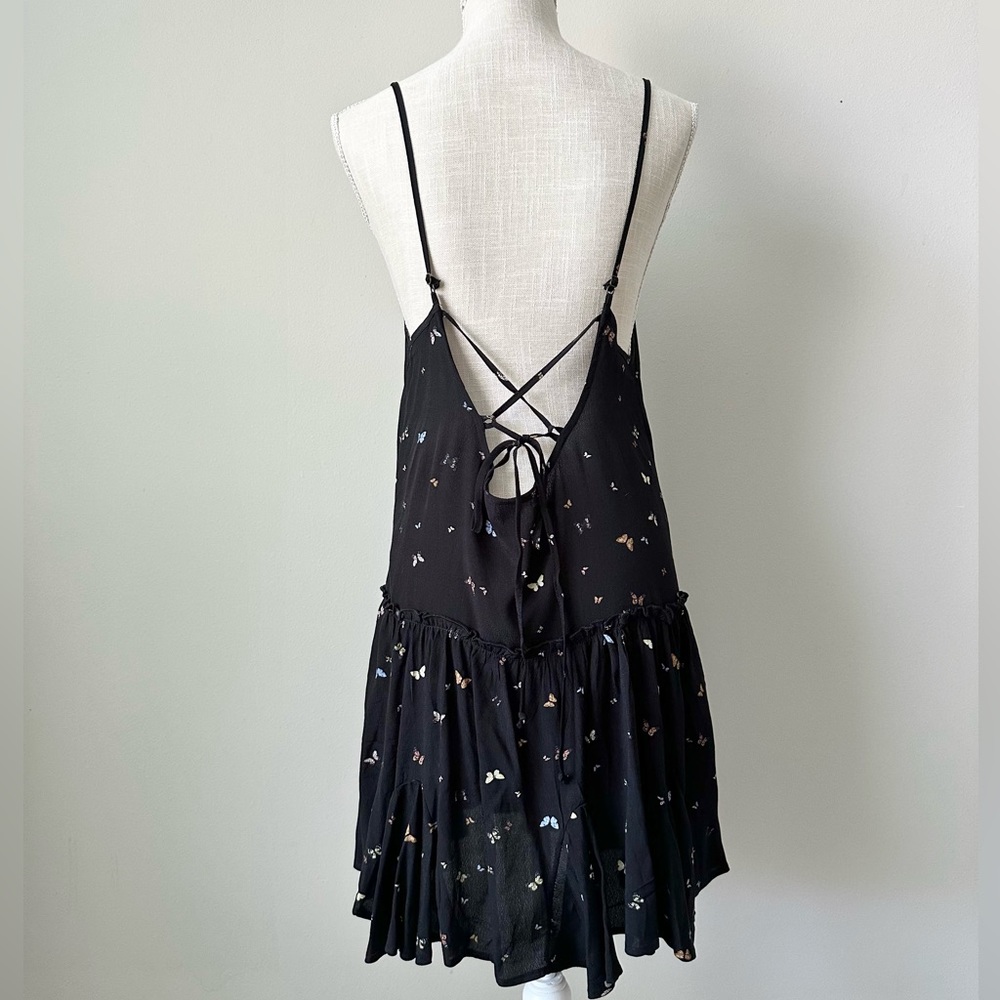 NWT Backless Ruffled-Trim Spaghetti Straps Butterfly Dress- M